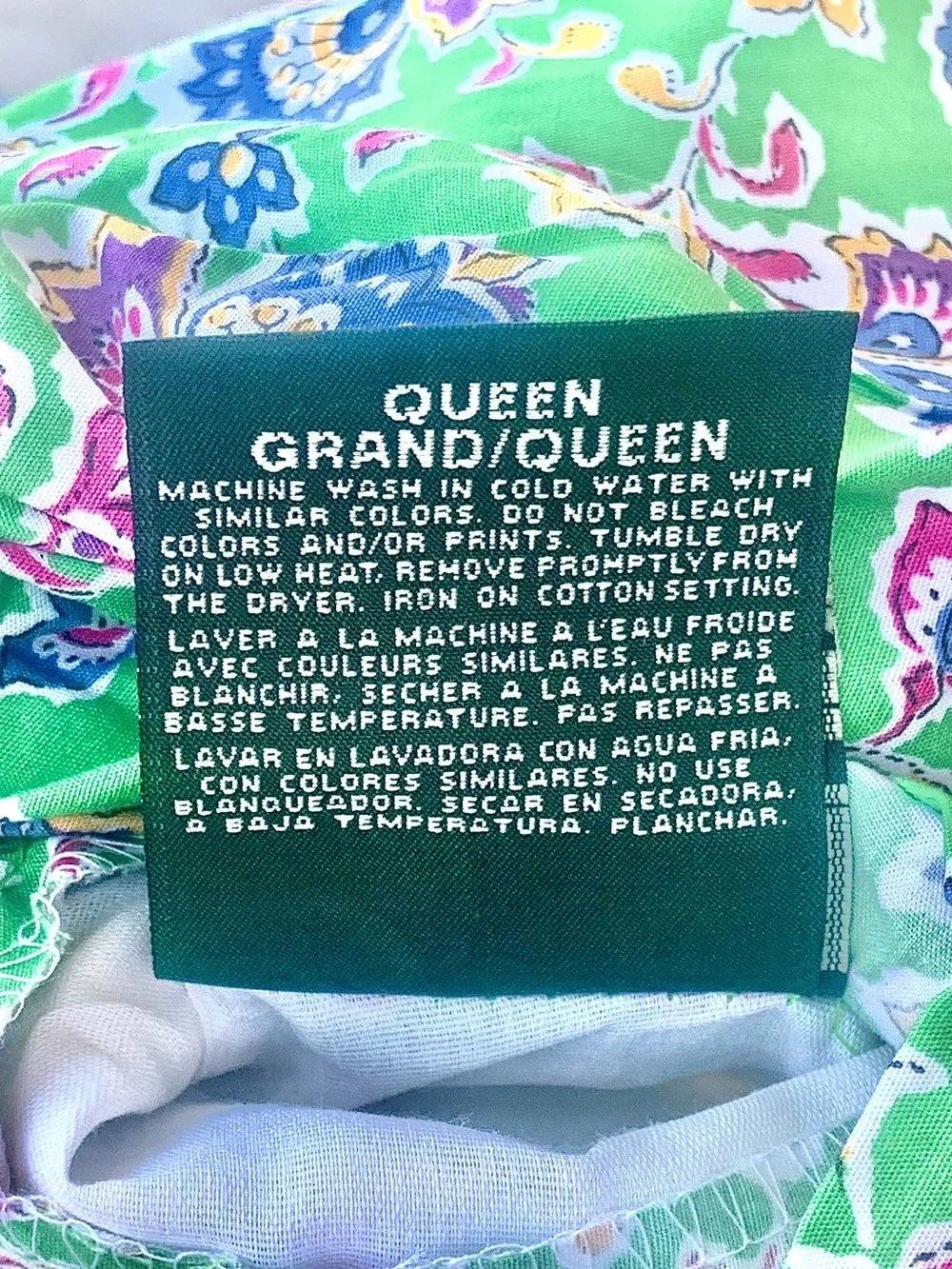 RALPH LAUREN QUEEN BEDSKIRT HAMPTON BEACH CLUB GREEN FLORAL NWT OLD STOCK VINTAG